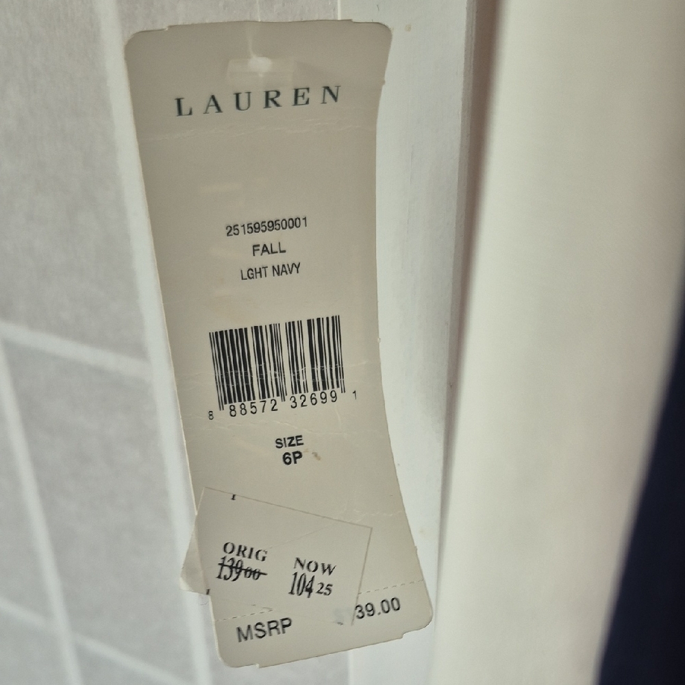 Ralph Lauren Navy and Cream Long Sleeve Dress - Picture 9 of 11